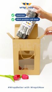 (Isi 20 pcs) BOX EFLUTE 18.5x9.5x24 / Dus Toples 650 gram Dus Toples 1300 gram Hampers Toples Lebaran Natal Imlek Gable Box Dus Jinjing Dus Lubang Jendela Paper Bag Premium