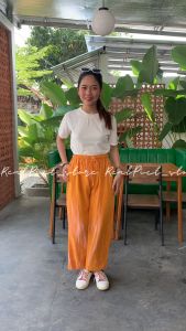 Celana Kulot Rayon Premium Motif Garis (Yellow)