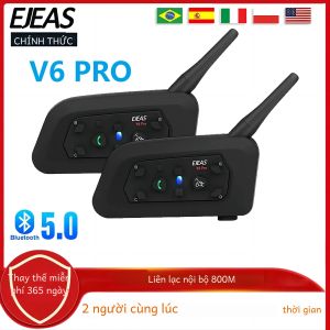 EJEAS V6 PRO Tai Nghe Mũ Bảo Hiểm Xe Máy Bluetooth Intercom 800M Dual Rider IP65 Điện Thoại Liên Lạc Âm Nhạc Chống Nước Cho Nhiều Loại Mũ Bảo Hiểm