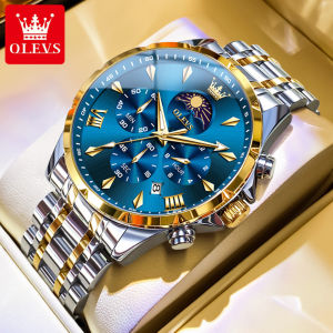 OLEVS Watch for Men Waterproof Chronograph Fashion Luxury Original Brand Business Stylish Quartz Wristwatch Stainless Steel Watch band
