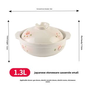 Cute Cartoon Ceramic Casserole Dish Small Japanese Style Rice Cooker Chicken Rice Noodles Home Gas Stove Pot with Lid Gift