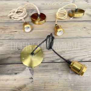 Fiting lampu gantung e27 kuningan komplit + kabel variasi tambang kepang
