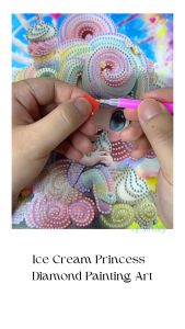 YY.(30cm x 23cm) Ice Cream Princess Diamond Painting DIY with Frame/Gem Art Diamond Painting DIY craft for Kids