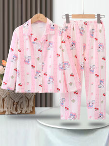 Thickened Velboa Childrens Sleepwear Set Princess Style Long Sleeve Home Clothes for Girls Warm Cozy Cartoon Print Outfit