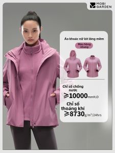 Mobi Garden | Áo Khoác Softshell Nữ 3 Trong 1 Có Lớp Lót Lông Vũ Dành Cho Hoạt Động Ngoài Trời