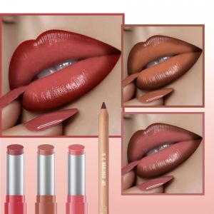ชุดลิปสติก Lip Liner ติดทนนาน 3 ชิ้น - เนื้อครีม กบเหลาดินสอฟรี ติดง่าย ลิปกลอส