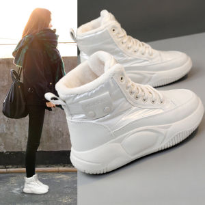 Womens Winter Snow Boots High Top Thickened Fur Integrated Shoes Anti-Slip Waterproof Warm Cotton Shoes Thick Bottom Casual
