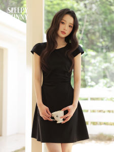 Slimming Elegant Black Round Neck Dress