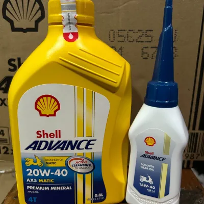 PAKET OLI SHELL ADVANCE MATIC AX5 800 ML + OLI GARDAN SHELL ORIGINAL