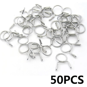 50pcs 8mm Motorcycle Tubing Clamp Hose Spring Clamp Universal Dirt Bike Fuel Gas Hose Tube Pipe Clip