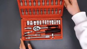 46pcs Premium Motorcycle Repair Tool Set with Hand Drill and Multi-Function Hex Key - Handy DIY Car Service Kit