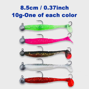Softbait Lure with Jig Head Double Hook 3~10g Paddle Tail Soft Plastic Lure 5Pcs Bulk