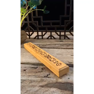Bamboo Carving Thread Incense Burner With Stainless Steel Mesh / Aromatherapy Ash Tray For Zen Meditation Room Decor