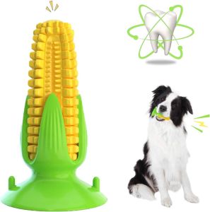 Dog Corn-Shaped Toy With Suction Cup Puppy Chew Cleaning Dental Toy Pet Molar Stick Bite Resistant Interactive Interest