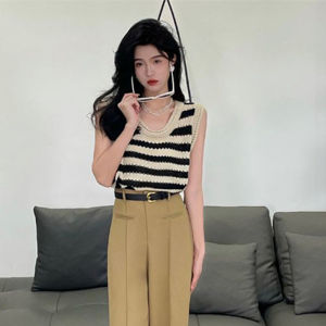 HUOLISI | Chic Style Icy Silk Stripe Short Sleeve T-Shirt