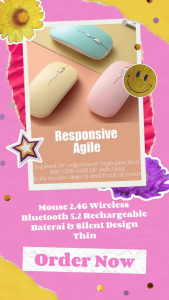 Mouse Bluetooth Wireless Gaming Tanpa Kabel Dual Mode 2.4Ghz Silent Click Rechargeable dengan Receiver USB untuk PC Laptop Warna Macaron Dengan Desain Minimalis