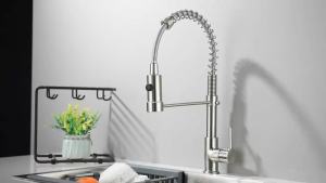 Brushed Gold Purifier Kitchen Faucet Pull Down Filtered Faucets Dual Spout Brass Crane Dual Handle Hot Cold Mixer Tap Deck Mount