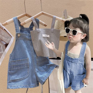 New Style Girls Suspender Shorts 2PCS Set