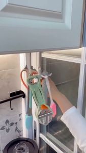 (พร้อมส่ง) ที่แขวนของในห้องครัว มี 6 ตะขอ ที่แขวนตะหลิว ทัพพี กระบวย หมุนได้ 360 องศา ยืดได้ ที่แขวนของ