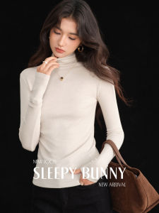 High Neck Wool Knit Skinny Versatile Top