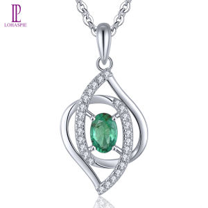 Lohaspie Jewelry Genuine Solid Sterling Silver 925 Pendant Original Natural Emerald Pendant Emerald Gemstone Pendant Natural Emerald Pendant For Women Silver 925 Jewelry