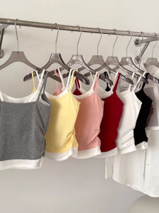 chaqi | เสื้อกั๊กสายเดี่ยวสีแดง Pure Desire สำหรับสาวๆ ช่วงฤดูร้อน เสื้อชั้นในแบบเข้ารูป เสื้อชั้นในแบบมีแผ่นเสริมหน้าอก ใส่ได้หลากหลาย