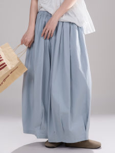 Quần Ống Rộng Rộng Rãi Phong Cách Nhật Bản Mùa Hè Cho Nữ Quần Áo Công Sở Thường Ngày Quần Ống Rộng Bằng Vải Cotton Cạp Cao