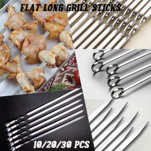 Stainless Steel Flat Barbecue Stick Picnic Tool BBQ Needle Stick for Outdoor Camping Picnic Barbecue Tools