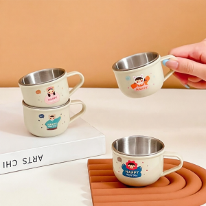 WODEBAIHUI | Stainless Steel Childrens Cup Anti-drop Drinking Cup