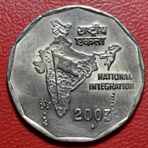 Koleksi koin kuno India Klasik antik Two Rupees 2003