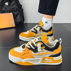 Large Size 47 Mens Winter Thick Bottom Casual Sports Shoes Youth Trendy Flat Laced Rubber Outsole round Toe K-style Shoes