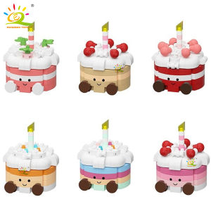 HUIQIBAO | HUIQIBAO Mini Cartoon Birthday Cake Dessert Design Building Block Set Girls DIY Adult Model Micro Bricks Educational Toys Gift