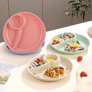 3/4/5 Grid Healthy Breakfast Plate Divider Lunch Plate Portable Barbecue Picnic Fruit Tray Portion Control Plate