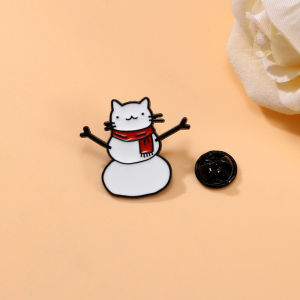 1pc Cute Cartoon Cat Snowman Enamel Brooch Creative Christmas Day Lapel Pin Badge Backpack Clothing Hat Accessories