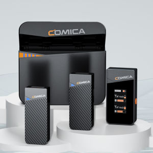 COMICA Vimo C Micro dây chuyền không dây rảnh tay có khử tiếng ồn chế độ an toàn micrô ve áo không dây kép có vỏ sạc cho iPhone Android GoPro Camera hành động DJI và máy ảnh DSLR máy tính xách tay để phỏng vấn vlogging