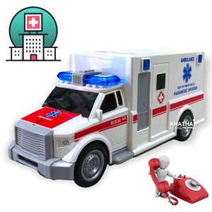 [พร้อมส่ง] 🚑รถพยาบาลของเล่น รถพยาบาลเล่น รถฉุกเฉิน 1:20 ล้อระบบ Friction รถของเล่น เล่นง่าย WY-670A