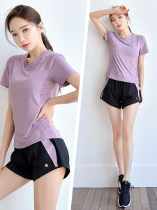 Summer Thin Yoga Clothes Suit Womens Shorts Gym Sports Quick-Drying Top Outdoor Morning Jogging Clothes Professional Classy
