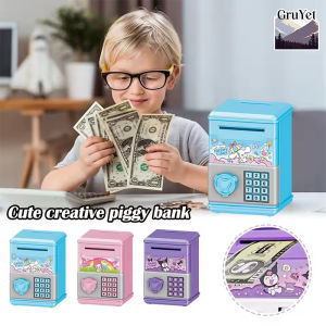 Mini ATM Machine Toys Kids Gift Automatic Mini Safe Coins Cash Saving Money Box Code Key Lock Coin Bank Electronic Piggy Bank