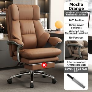 SHULANXIONGDI | Comfortable Long Sitting Reclining Computer Chair Leather