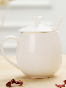 Creative Bone China Mug Couple Ceramic Mugs with Lid And Spoon Cute Design Water Tea Cup Durable Heat Resistant Drinkware