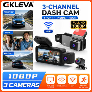 EKLEVA 3 Channel WiFi Car DVR HD 1080P 3.39 Inch Touch Screen Dash Camthree Way CameraDVRS Recorder Video Reaistrator Dashcam Camcorder