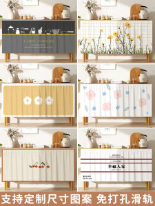 Slide Track Curtain for Childrens Room Bookcase Cabinet Dustproof Conceal Messy Stuff No Drilling Needed Door Curtain