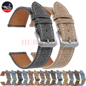 Denim Nylon Leather Watchband for Casio Vintage Cowhide Strap 18mm 20mm 22mm Business Watch Band for Seiko Men Women Accessories