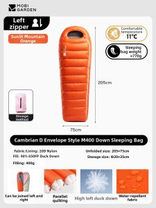 Mobi Garden | Adult Heavy Duty Insulation Envelope Lightweight Duck Down Sleeping Bag