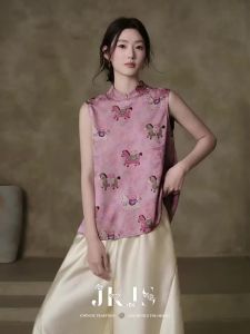 JK＆JS | Áo Măng Tô Không Cổ Mùa Hè Phong Cách Truyền Thống Trung Quốc Lụa và Xiangyunsha