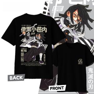Bandai | Anime Demon Slayer Iguro Obanai Printed Cotton T-shirt Summer Mens and Womens Harajuku Clothing Fashion Casual Street T-shirt