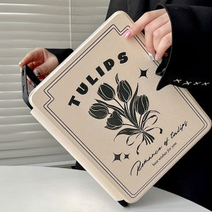 CrashStar 360° Rotating Stand Tulip Flower Filp Leather Shockproof Tablet Case For iPad Mini 6 iPad 9.7 5th 6th Air 3 4 5 iPad 10.2 7 8 9 10 Gen iPad Pro 11 inch iPad Pro 12.9 2022 2021 2020 Fashion Hard iPad Casing Cover With Rotatable Holder Hot Sale