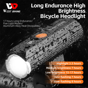 WEST BIKING Bicycle Front Light Battery Indicator Bike Light IPX5 Waterproof Cycling Lights Type-C Rechargeable Quick Release Headlights