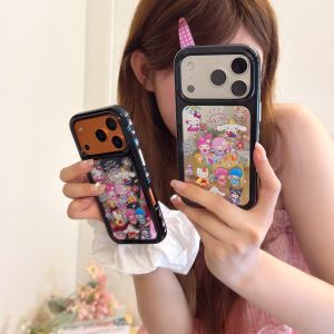 Sanrio | Sanrio Summer Mirror Shockproof Phone Case For iPhone 15/16/17 Pro Max Cute Kitty Kuromi Girl Makeup Protective Shell