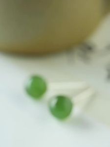 LINGFEI | Natural Hetian Jade Emerald Green S925 Silver Earrings